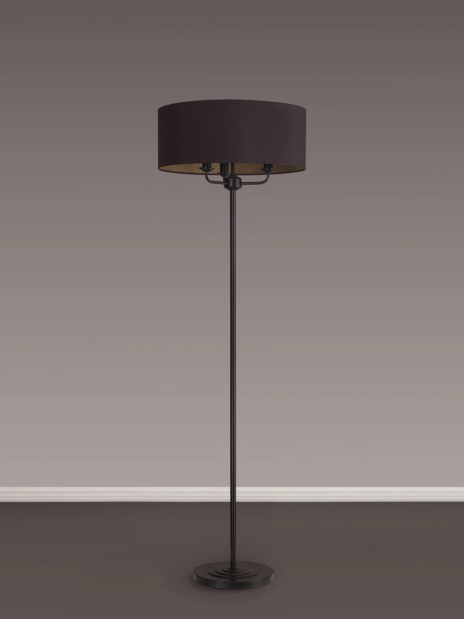 Banyan 45cm 3 Light Floor Lamp Matt Black; Midnight Black DK1065  Deco Banyan MB BL/GR